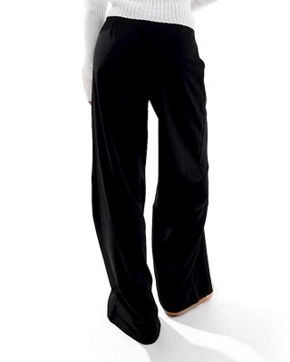 ASOS DESIGN wide leg jersey suit pants in black
