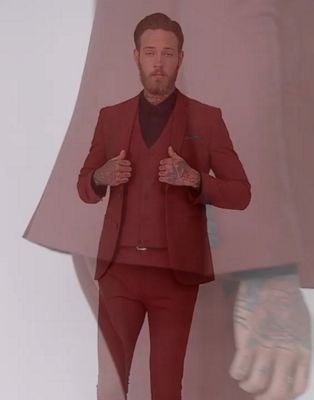 ASOS Super Skinny Suit Jacket In Dark Red