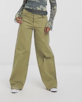 COLLUSION low rise Y2K cargo pants in light khaki