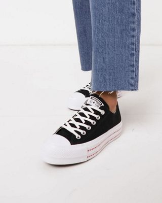 converse black heart trainers