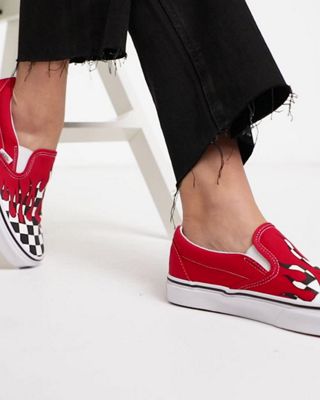 Byen frugthave Fryse Vans Authentic Slip On Checker Flame Racing Red | ASOS
